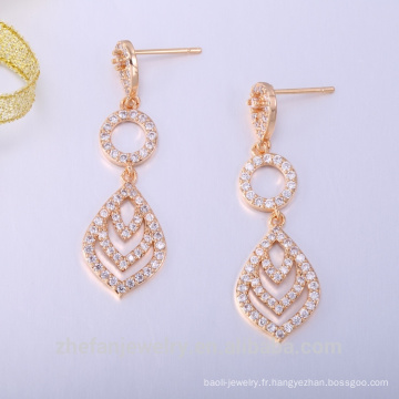 2018 vente chaude CZ zircon cristal boucles d&#39;oreilles en pierre plaqué or mode boucle d&#39;oreille